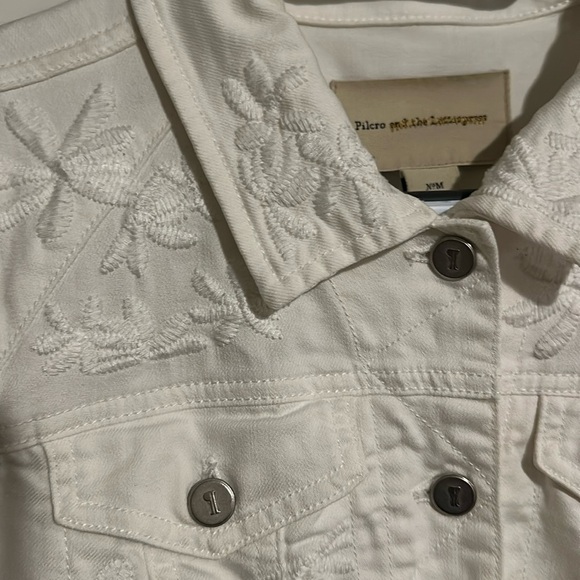 PILCRO AND THE LETTERPRESS | Anthropologie White Embroidered Jean Jacket - Picture 7 of 9